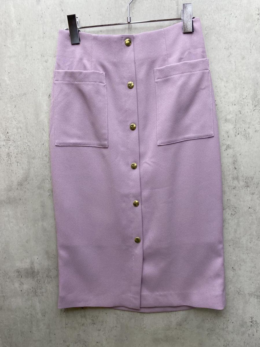 新品 NOLLEY'S ノーリーズ フロントドット釦ミディタイトスカート size38/ラベンダー ◇■レディース