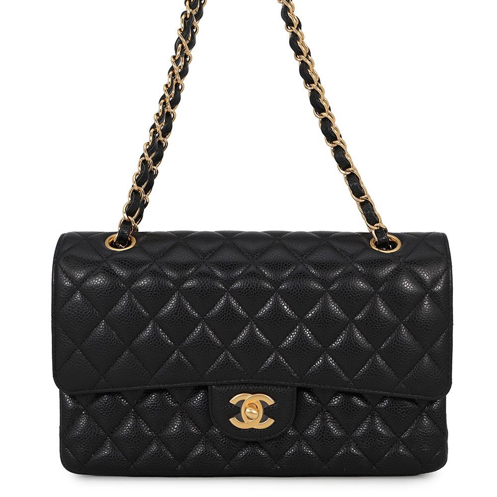 シャネル チェーンショルダーバッグ マトラッセ25 ココマーク キャビアスキン ダブルチェーン A01112 CHANEL 黒