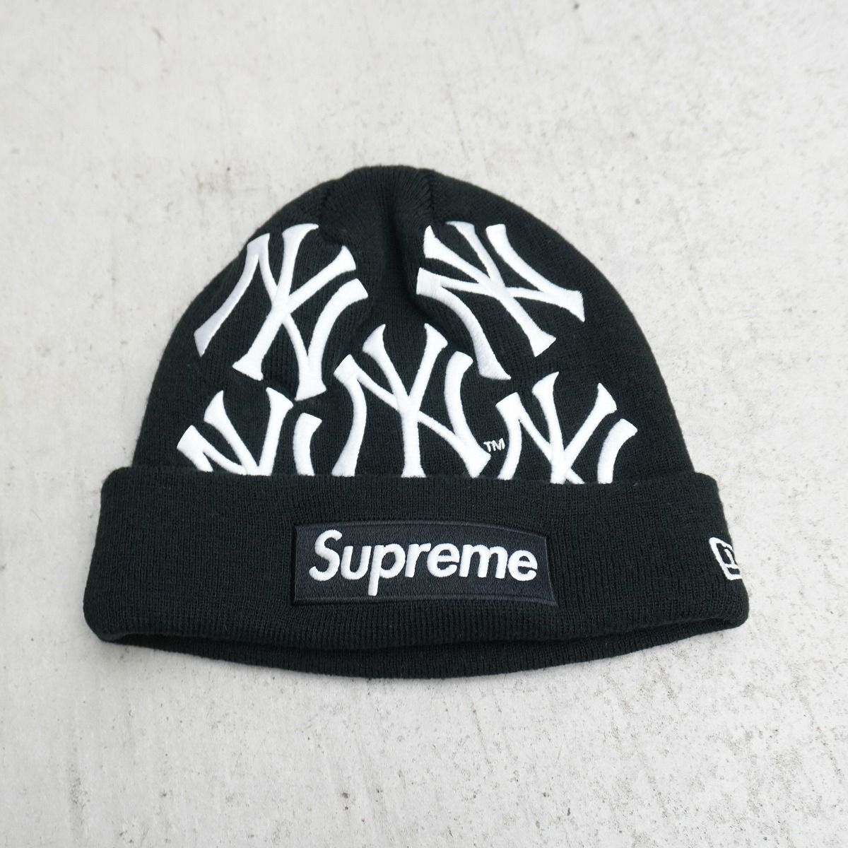 国内正規 21AW SUPREME シュプリーム × New Era New York Yankees Box Logo Beanie ボックスロゴ ニット キャップ 帽子 本物 3019Q♪