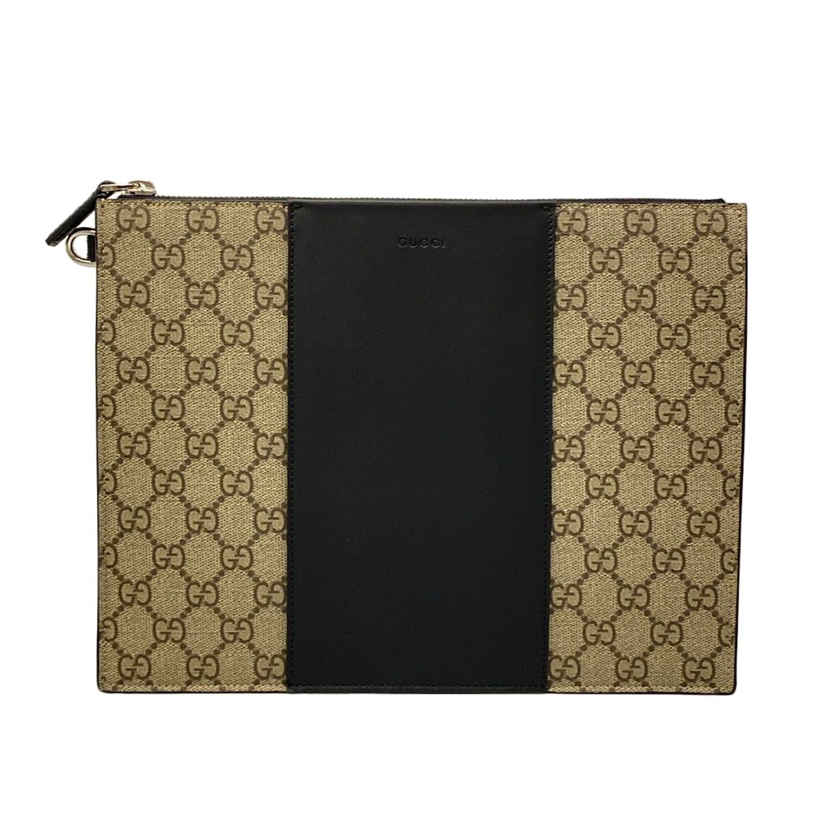 GUCCI(グッチ) クラッチバッグ GGプラス・GGスプリーム,エデン ストラップ クラッチ 779863 グレーベージュ×黒×マルチ レザー 61,050円