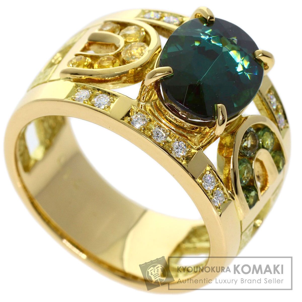 IKEDA KEIKO 池田啓子 AKコレクション グリーントルマリン ダイヤモンド サファイア リング・指輪 K18YG レディース [中古]