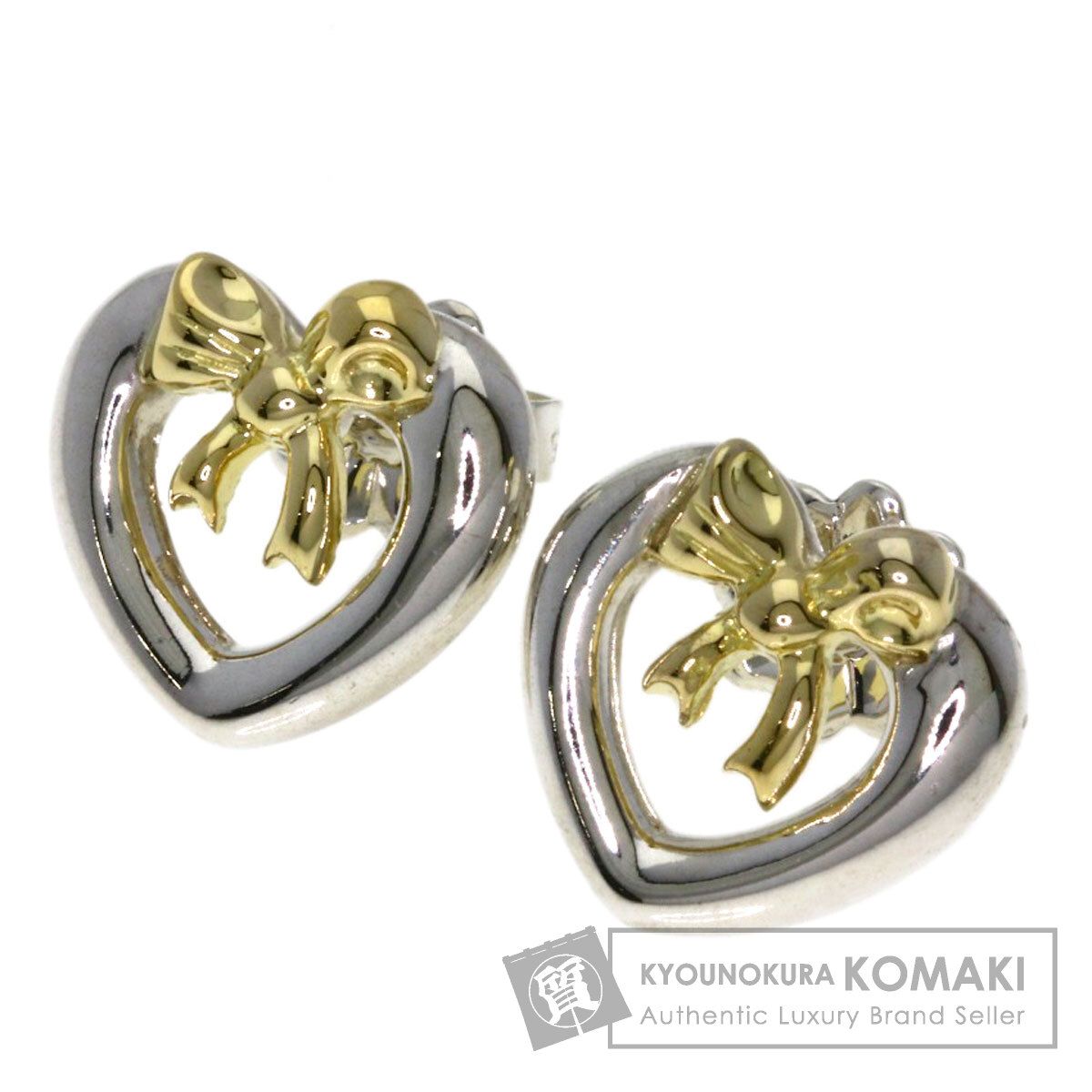 ティファニー ピアス ハート SV 中古 アクセサリー TIFFANY&Co. ティファニー ハートウィズ ボウ ピアス SV K18YG