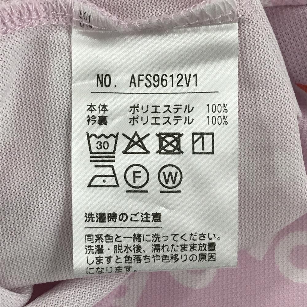 超美品】アンパスィ 半袖ポロシャツ ライトピンク×白 ロゴ総柄