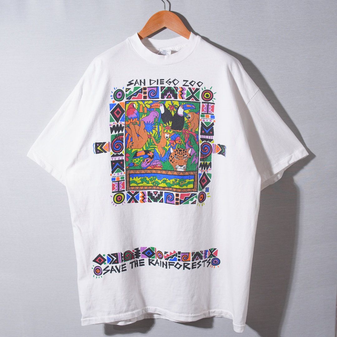 90s USA製 ヴィンテージ アニマル Tシャツ XL ホワイト シングル