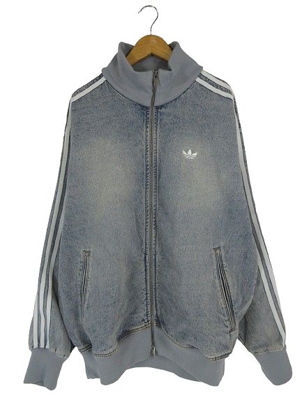 アディダスオリジナルス adidas originals ×アトモス 別注 デニム ジャケット ジップアップ ロゴ 刺しゅう サイズ XL インディゴ QQQ