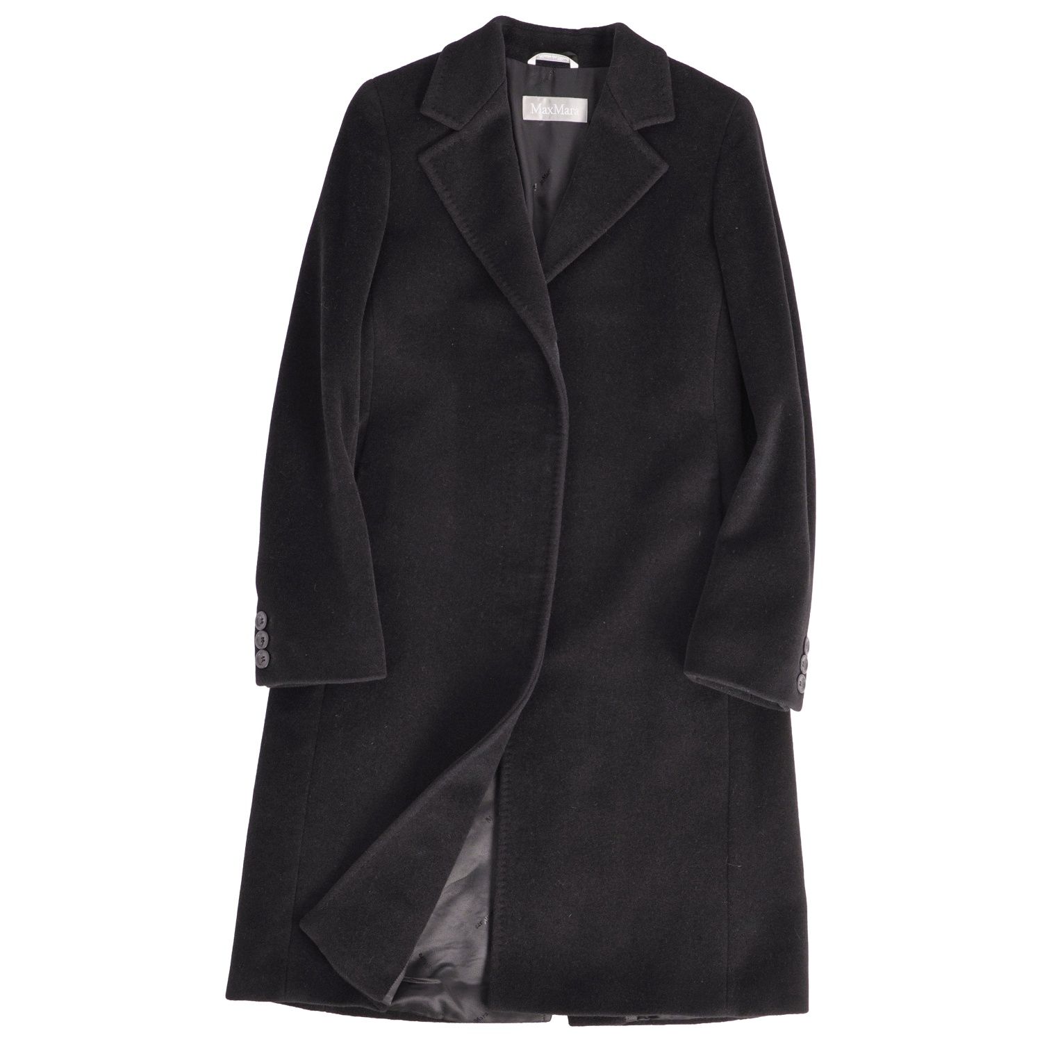 美品★MaxMara 黒チェスターコート　アンゴラ混ウール100%　イタリア製 極美品 マックスマーラ Max Mara コート ロングコート ウール アンゴラ