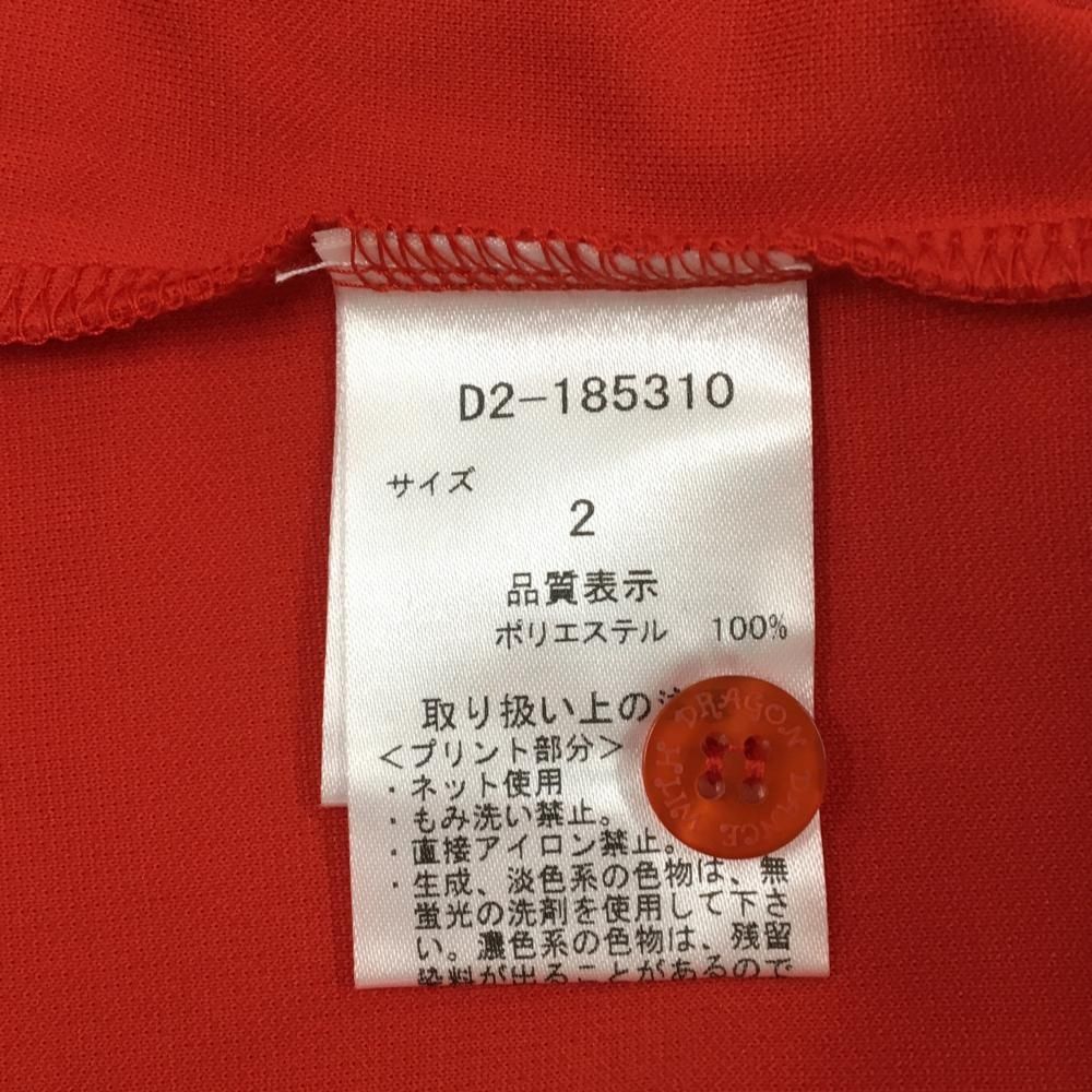 【未使用品】ダンスウィズドラゴン 半袖ポロシャツ レッド×黒 ハート柄スカル 吸水速乾 レディース 2(M) ゴルフウェア Dance With Dragon 未使用品】ダンスウィズドラゴン 半袖ポロシャツ レッド×黒 ハート柄