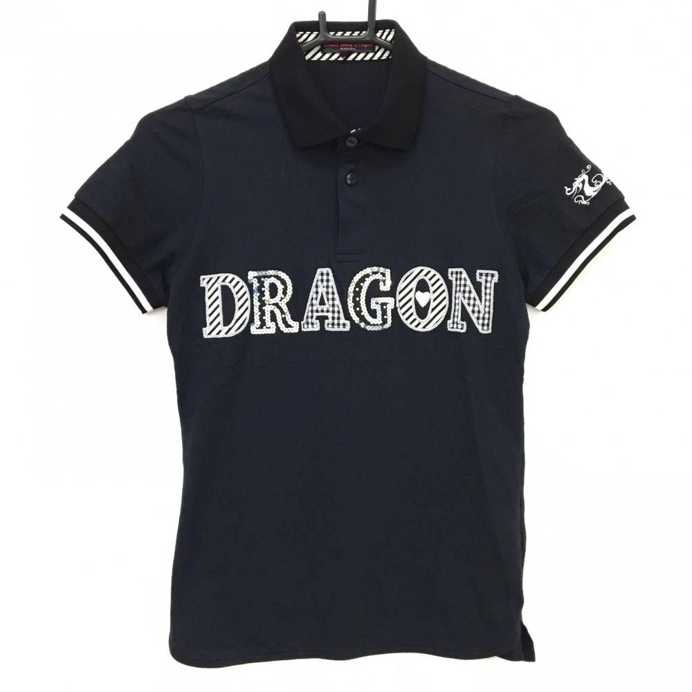超美品】ダンスウィズドラゴン 半袖ポロシャツ 黒×白 一部柄