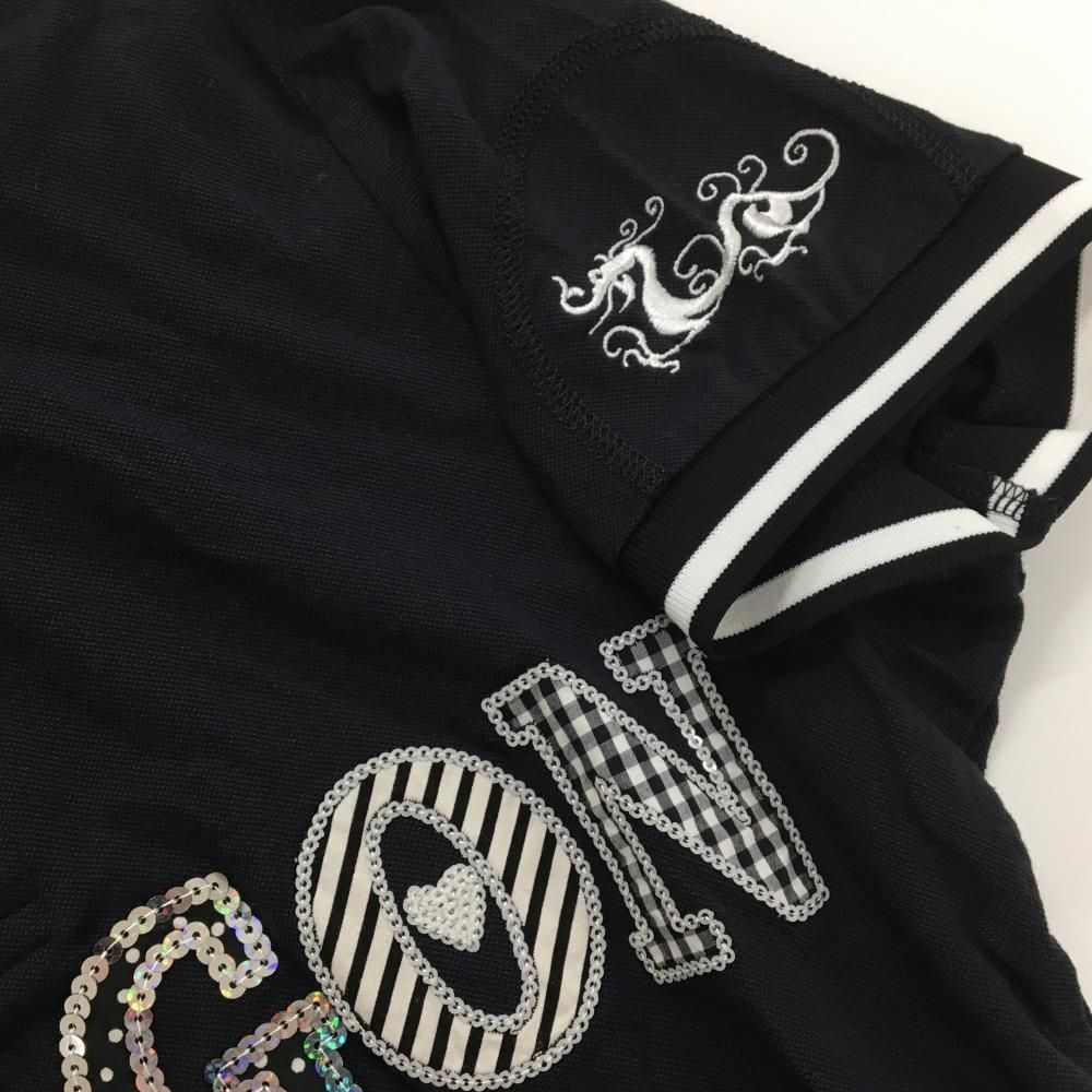超美品】ダンスウィズドラゴン 半袖ポロシャツ 黒×白 一部柄