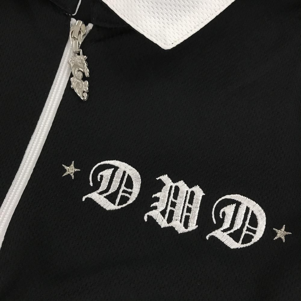 美品】ダンスウィズドラゴン 半袖ポロシャツ 黒×白 ハーフジップ 星