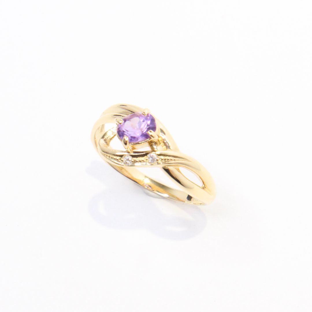 ★【K18】ダイヤモンド/紫石付リング　リング　指輪　13号　ダイヤモンド　金　ゴールド　宝石　ジュエリー　アクセサリー　レディース　高級　ファッション