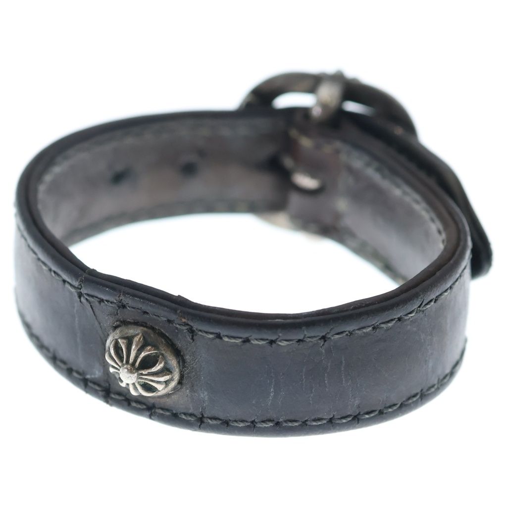 CHROME HEARTS (クロムハーツ) GUNSLINGER ガンスリンガー クロスボール レザーブレスレット ブラウン/シルバー BCA146