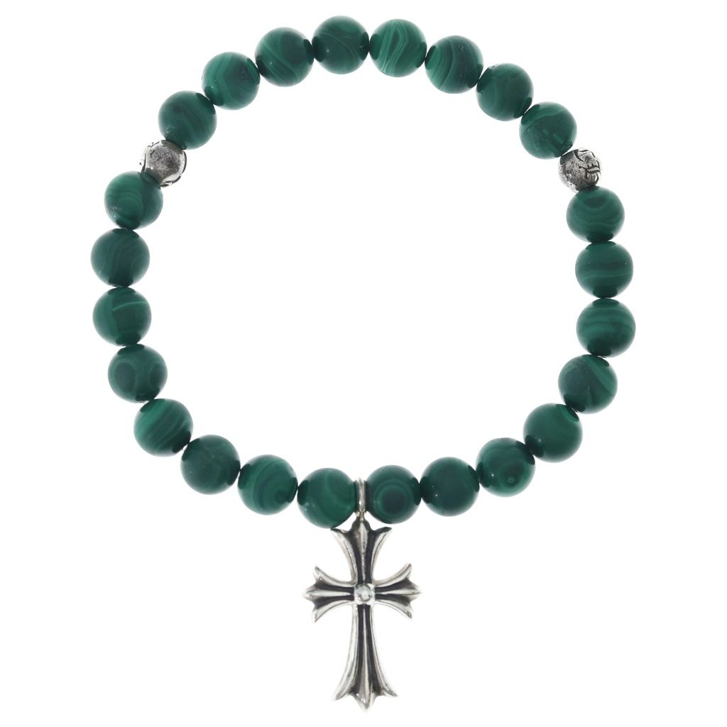 CHROME HEARTS (クロムハーツ) 8mm BEAD 8mmビーズブレス タイニーファット付きBEAD8mmビーズブレスレット グリーン/シルバー ‐ 181,500円
