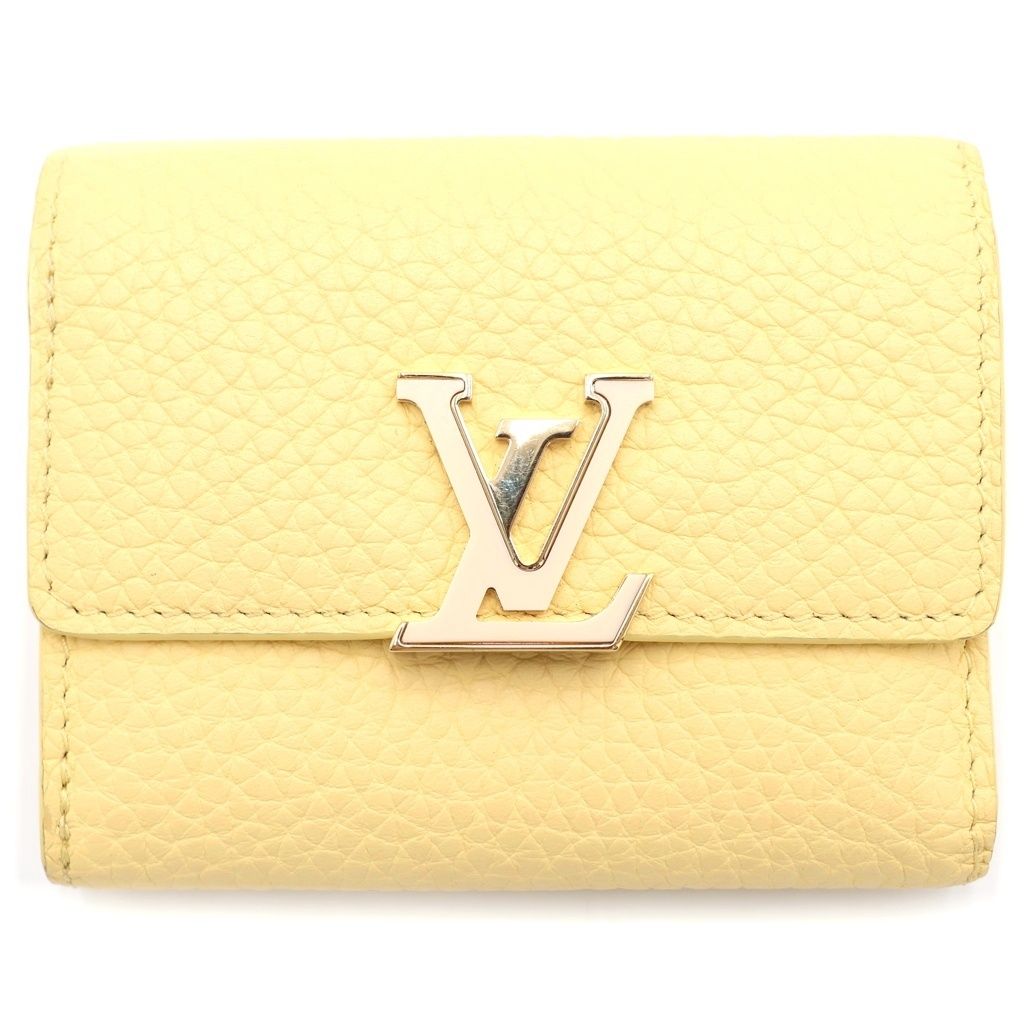 LOUIS VUITTON (ルイヴィトン) ポルトフォイユ カプシーヌ XS トリヨン レザー コンパクトウォレット 三つ折り財布 イエロー M83610 49,500円