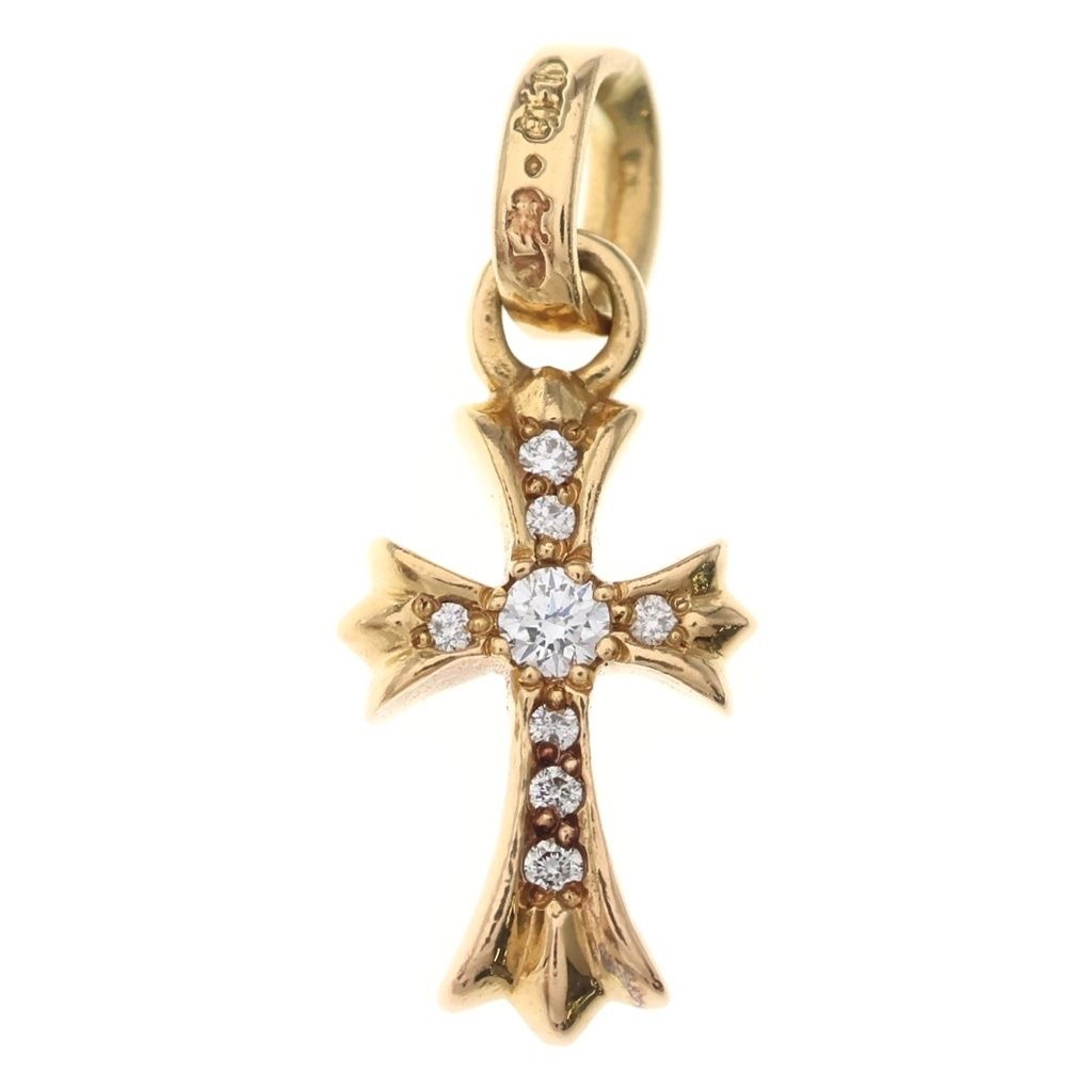 CHROME HEARTS (クロムハーツ) 22K CRS BBYFAT P/DIA ベイビーファットクロス PAVEダイヤ ペンダントトップ ゴールド BCA035