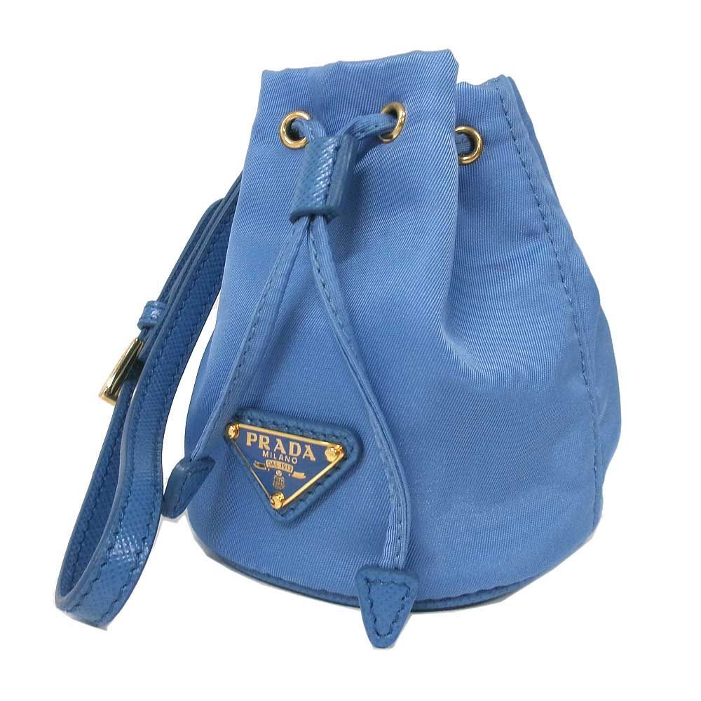 【新品】プラダ ポーチ PRADA ナイロン トライアングルロゴ 巾着 ミニポーチ キーリング ストラップ付き 1TT202 TESSUTO TRAVEL / ONDA 1 (ライトブルー系) アウトレット レディース 送料無料