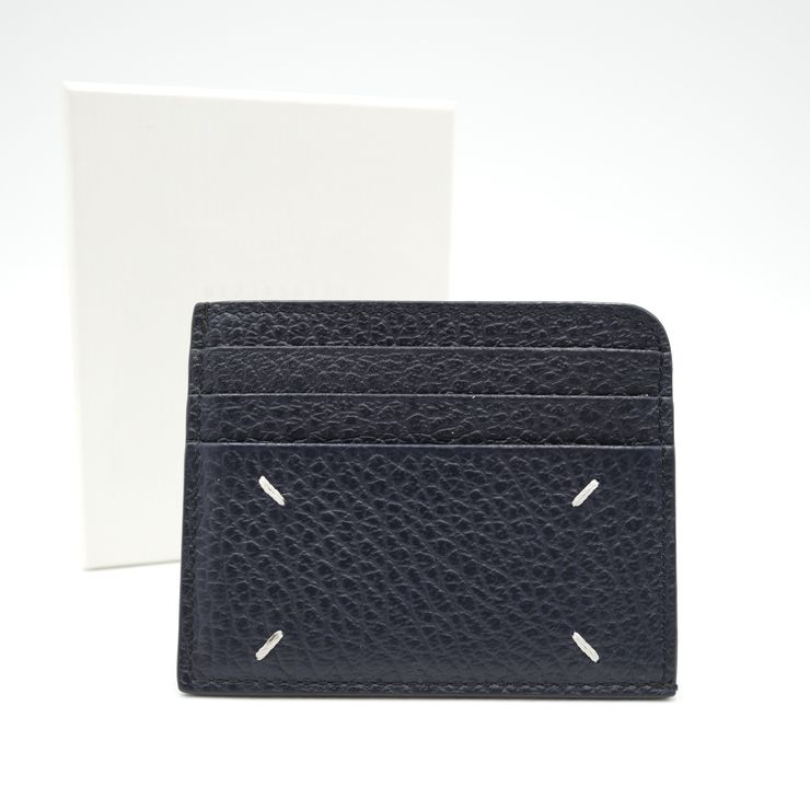 Maison Margiela(メゾンマルジェラ)4ステッチ レザーカードホルダー カードケース ネイビー グレインレザー メンズ レディース S56UI0143【中古】
