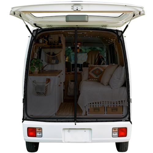 KYG 車 カーテン マグネット固定 リアゲート用 車中泊用品 虫除け 網戸 両面スライドファスナー 取付簡単 カー用品 アウトドア 車中泊 キャンプ 1400*1300mmas 61537d4e