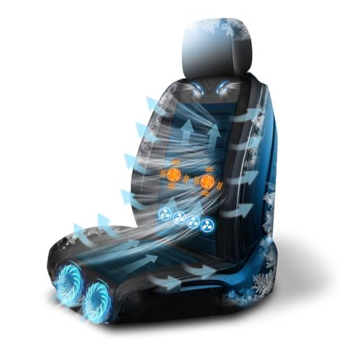 [自動車整備士監修]クールシート カーシート 【2026風量強化版 2枚超大型強力ファン+4枚小型ファン】 2個の大型出風口を追加 3段階風量調節可能 振動機能搭載 30個の送風口車用 送風 クーラー 自動保護機能 通気性素材 DC12V対応 8dd95ec8