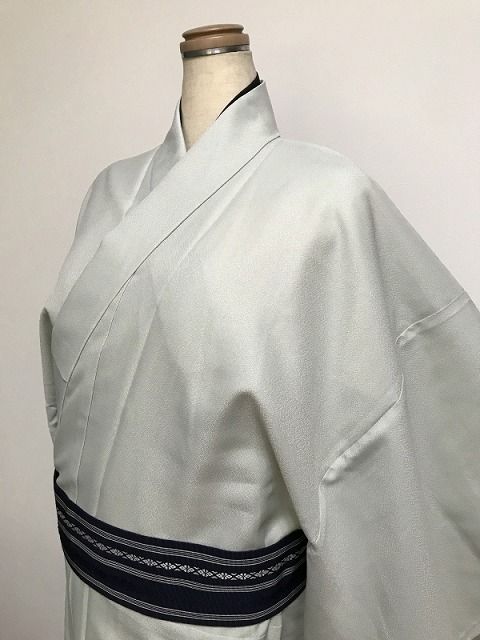 新品 Mサイズ 男物 色無地 化繊 白緑