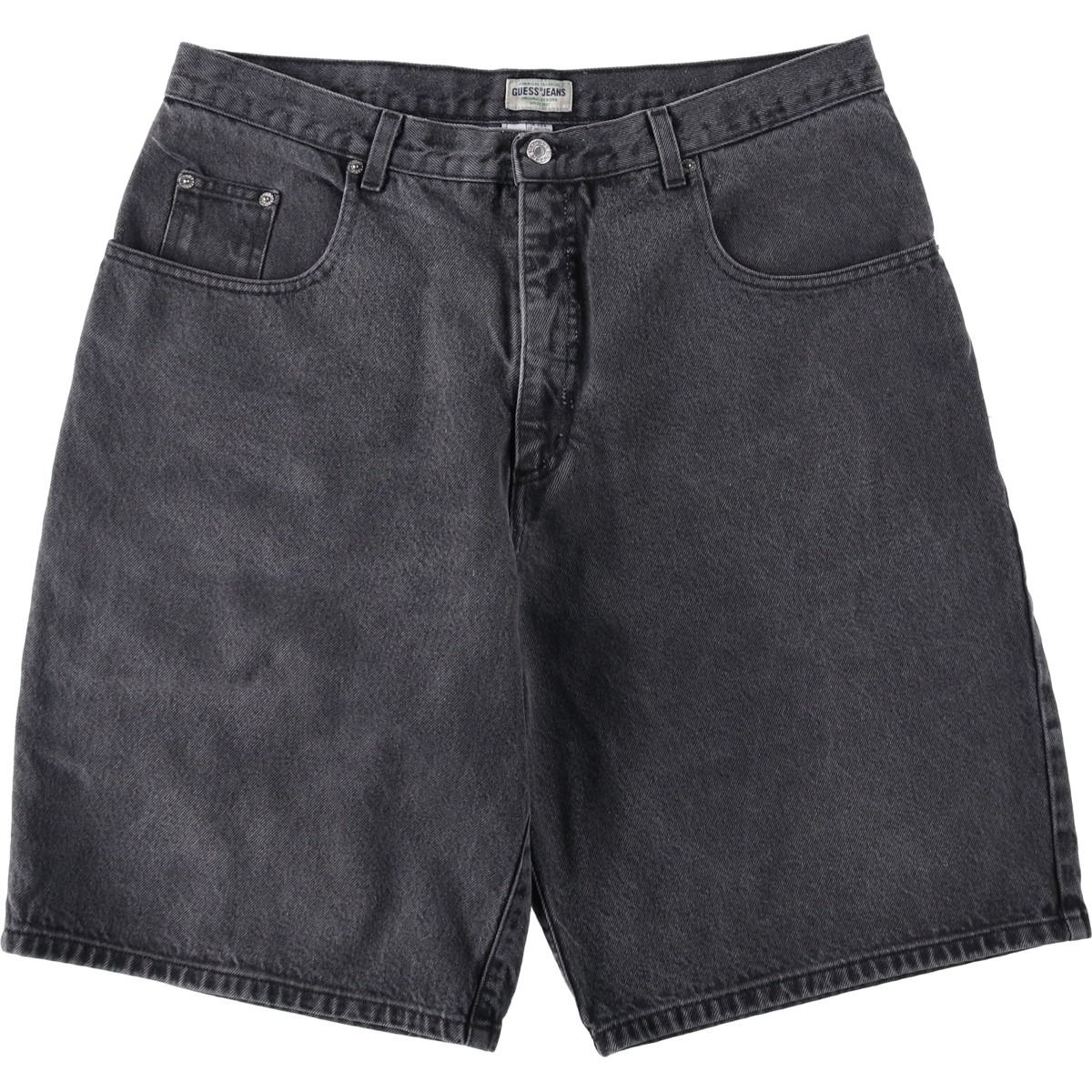 古着 90年代 ゲス Guess JEANS ブラックデニムショーツ ハーフパンツ USA製 メンズw36相当 ヴィンテージ/eaa662970