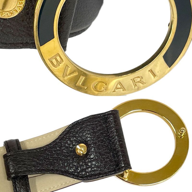 中古】BVLGARI/ブルガリ サークルロゴ バックル ベルト LOEGEL ダーク