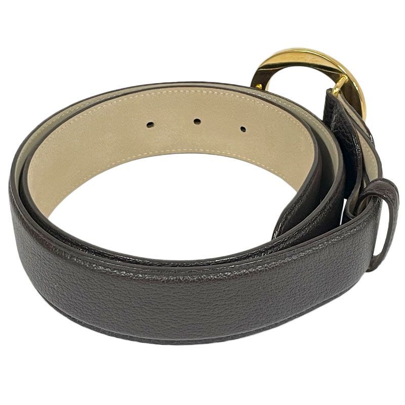 中古】BVLGARI/ブルガリ サークルロゴ バックル ベルト LOEGEL ダーク