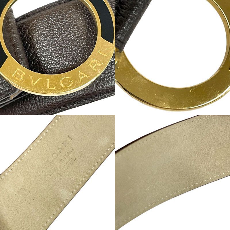 中古】BVLGARI/ブルガリ サークルロゴ バックル ベルト LOEGEL ダーク