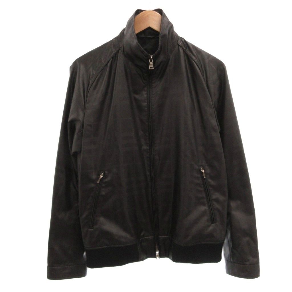 バーバリーブラックレーベル BURBERRY BLACK LABEL トラックジャケット ブルゾン 総柄 ジップアップ L 黒 ブラック /FF IBO100