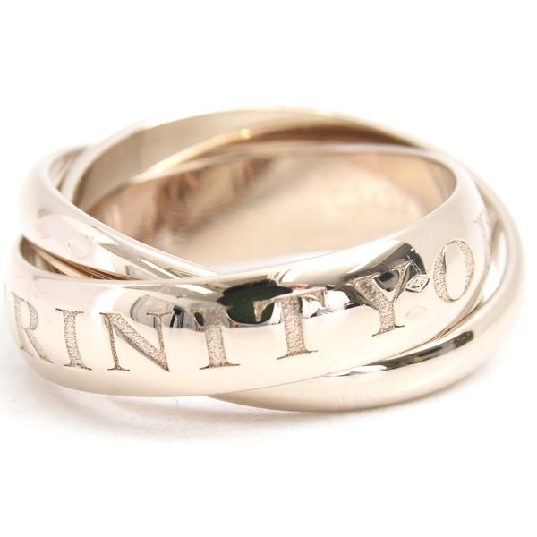 カルティエ 指輪 レディース トリニティ 3連 リング 1998年 57号 ホワイトゴールド Cartier 750WG 中古