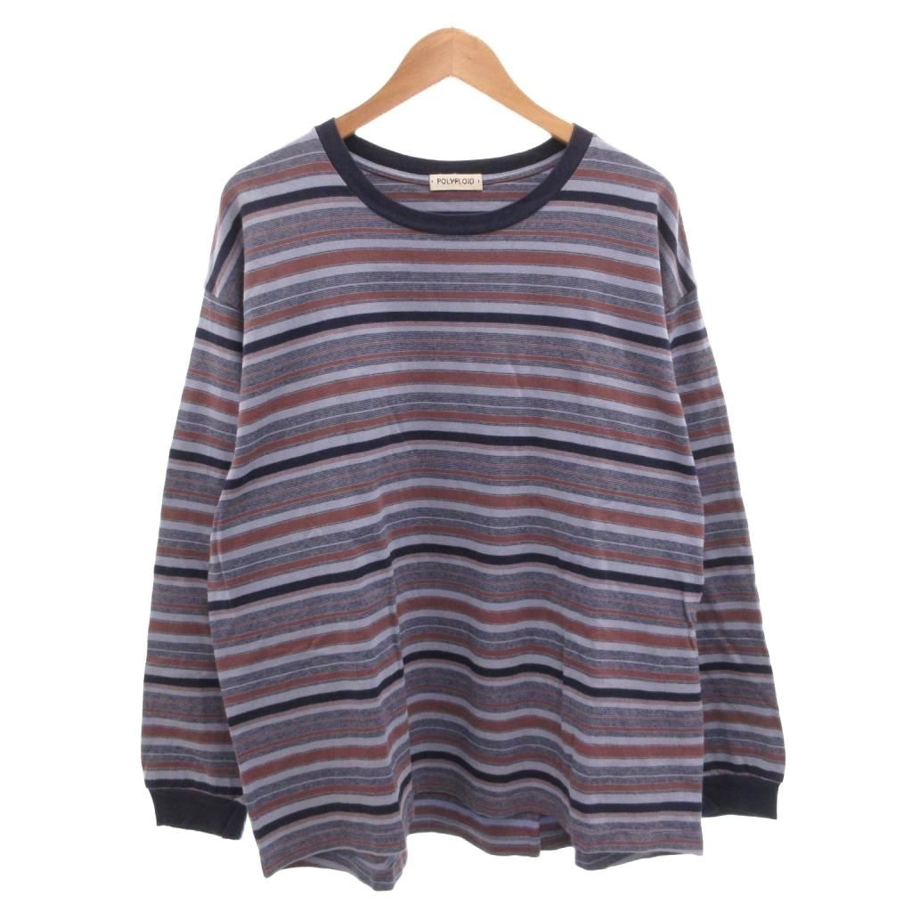 POLYPLOID OVERSIZE LONGSLEEVE B Tシャツ ロンT ボーダー 長袖 3 青 ブルー /FF
