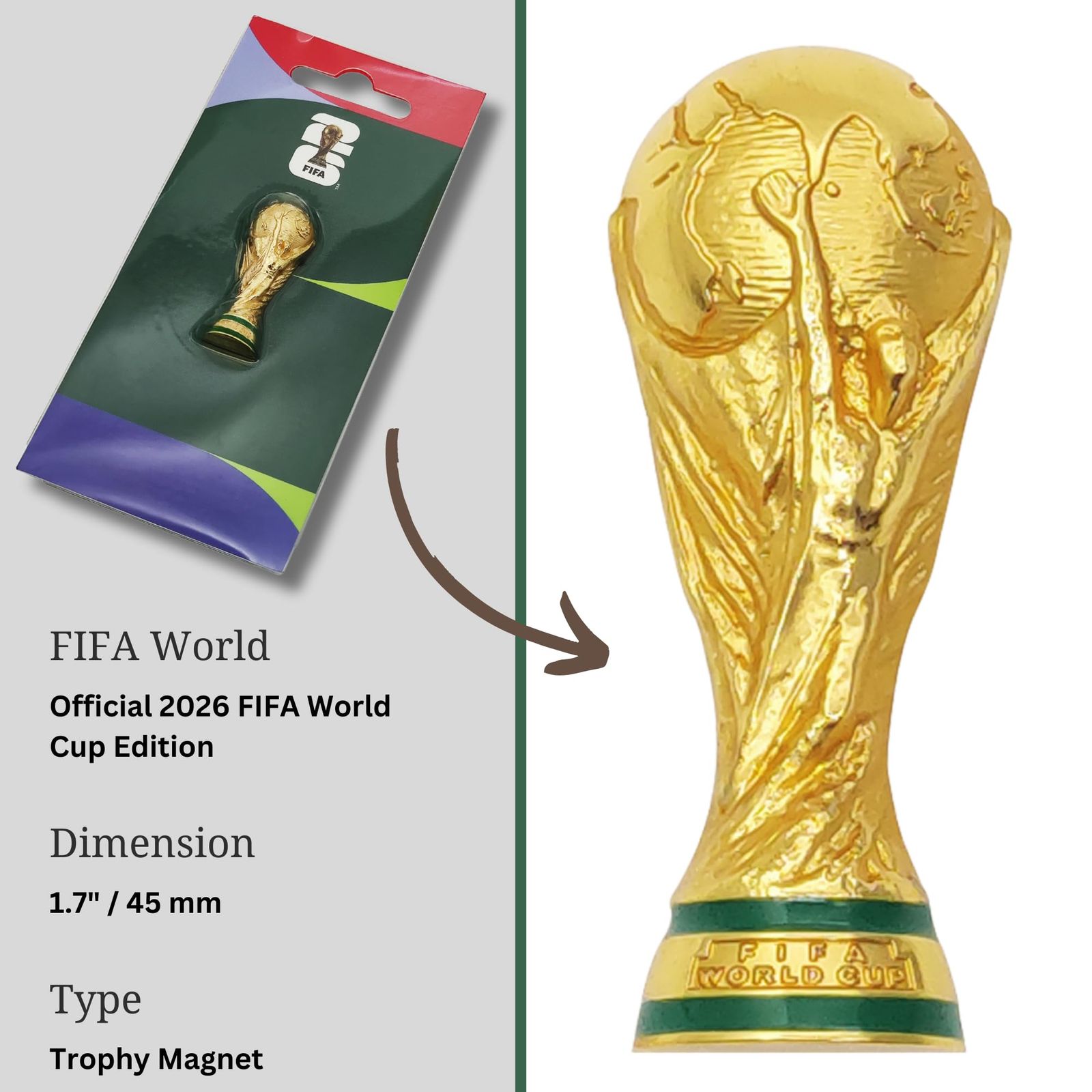公式2026 FIFAワールドカップエディション 1.8インチ 2.5D トロフィー