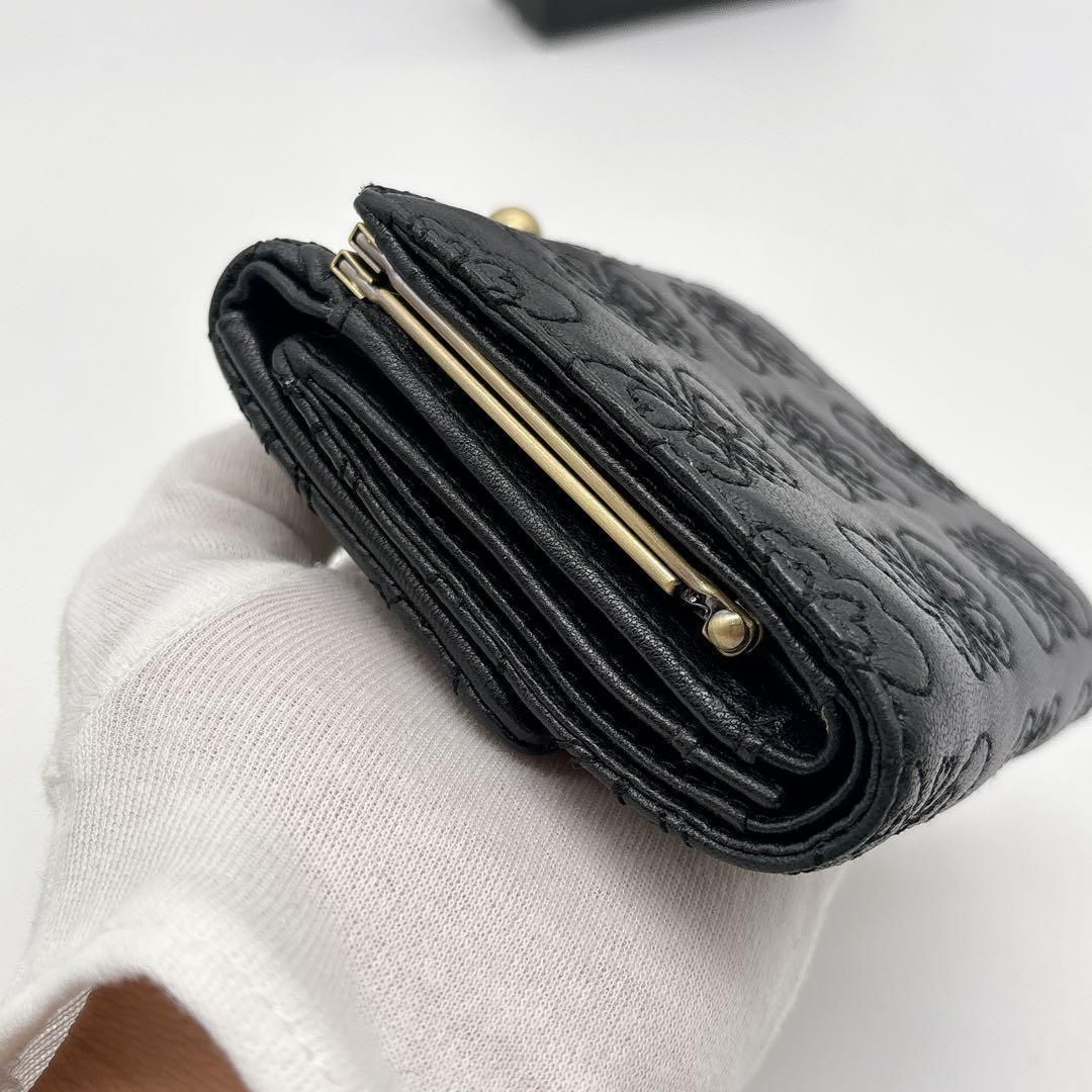 未使用級♥ANNA SUI チェイス 二つ折り財布 がま口 本革 蝶刺繍 - メルカリ