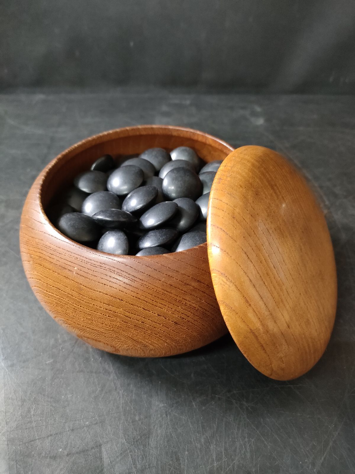 F35-10/天然本蛤・那智黒石/34号碁石/スワブデ/囲碁/将棋/碁笥/娯楽