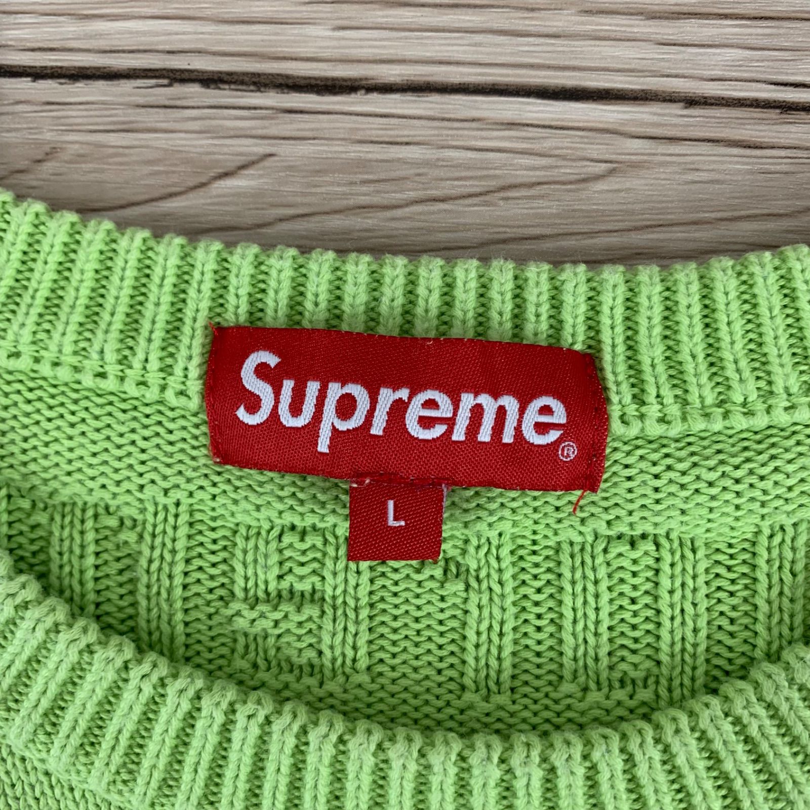 Supreme ライムグリーン ニットセーター S Supreme シュプリーム ニット セーター 長袖 グリーン ロゴ Lサイズ