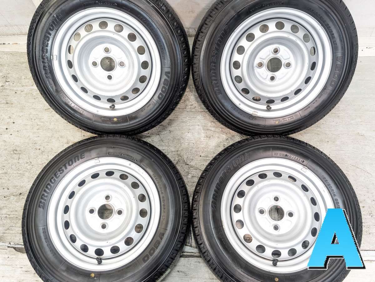 155/80R14 88/86N LT ブリヂストン V600 トヨタ純正 AL 14x5.0 100-4穴 中古タイヤ サマータイヤ ホイールセット 4本セット s14260711029