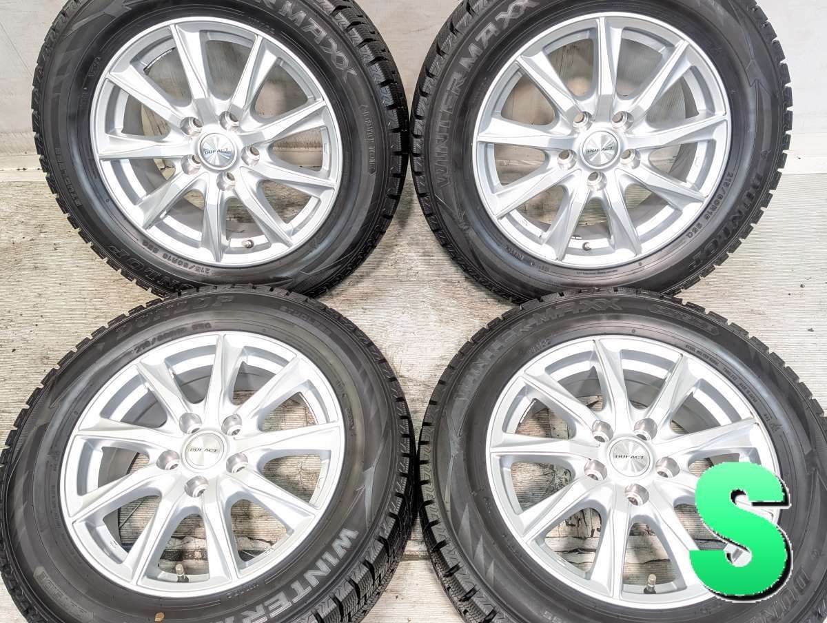 215/60R16 ダンロップ ウィンターマックス WM02 　 DUFACT 16x6.5 38 114.3-5穴 中古タイヤ スタッドレスタイヤ ホイールセット 4本セット w16260711060