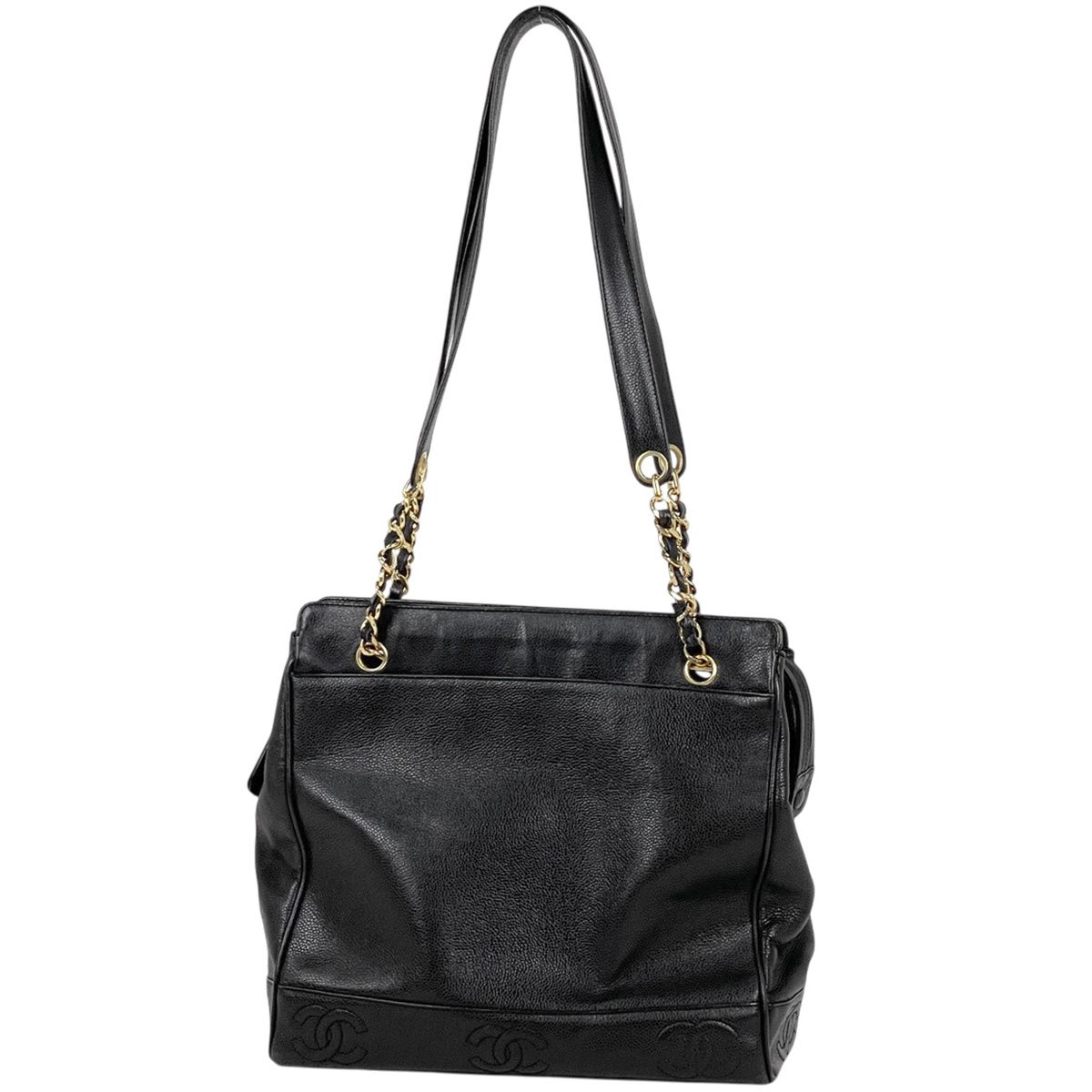 シャネル CHANEL トリプルココマーク チェ トートバッグ キャビアスキン ブラック レディース 【中古】 108,900円