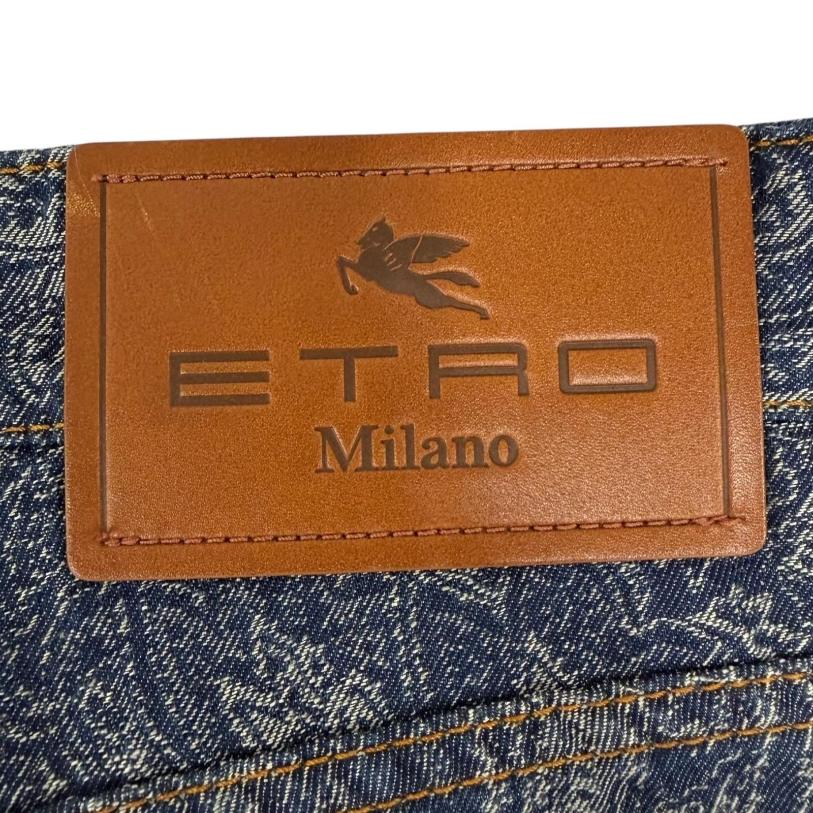 ETRO エトロ ペイズリー ジャガード織 デニムパンツ ペガサス 34 洗える 極美品□ETRO エトロ 24SS コットン リネン ペイズリージャガード