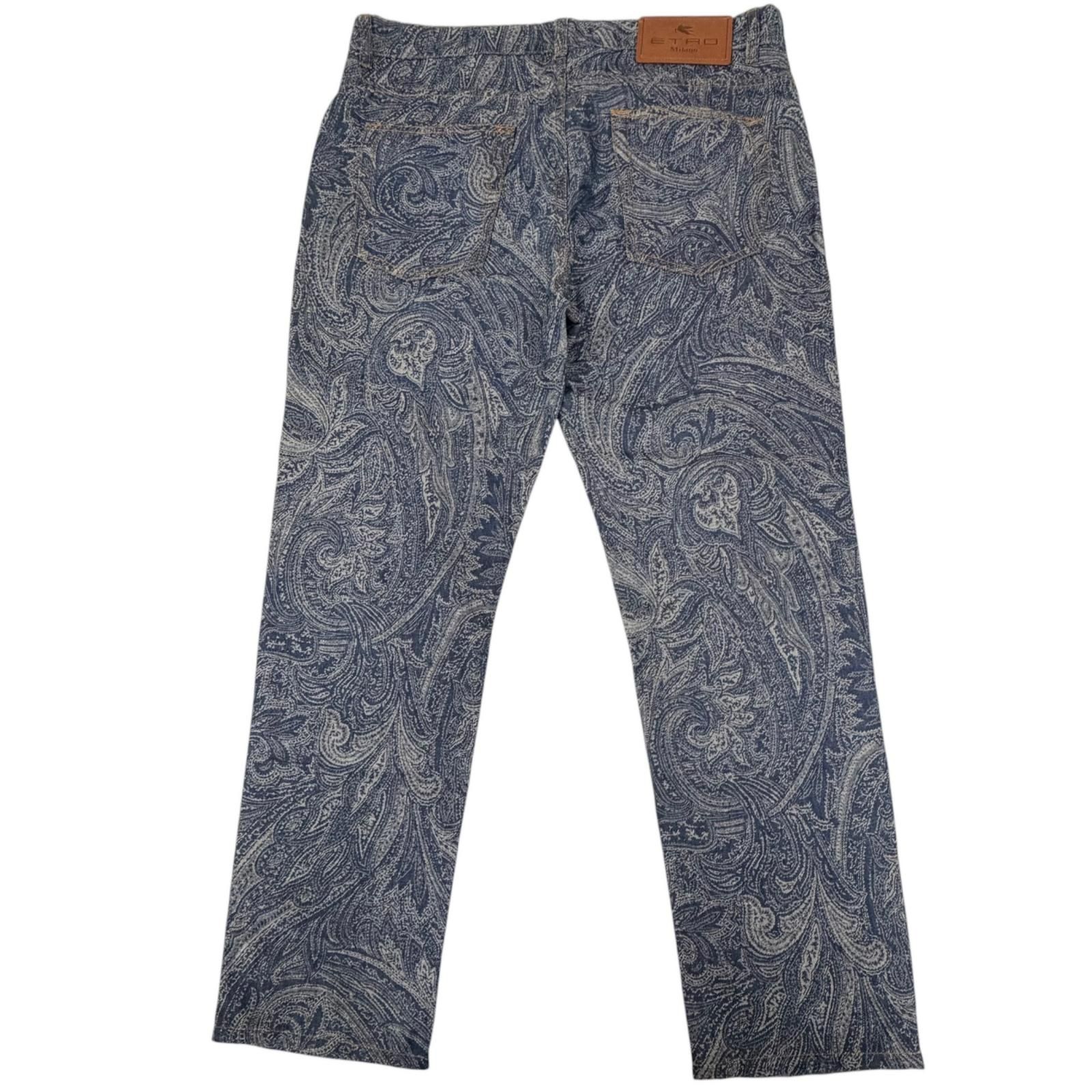 ETRO エトロ ペイズリー ジャガード織 デニムパンツ ペガサス 34 洗える 極美品□ETRO エトロ 24SS コットン リネン ペイズリージャガード