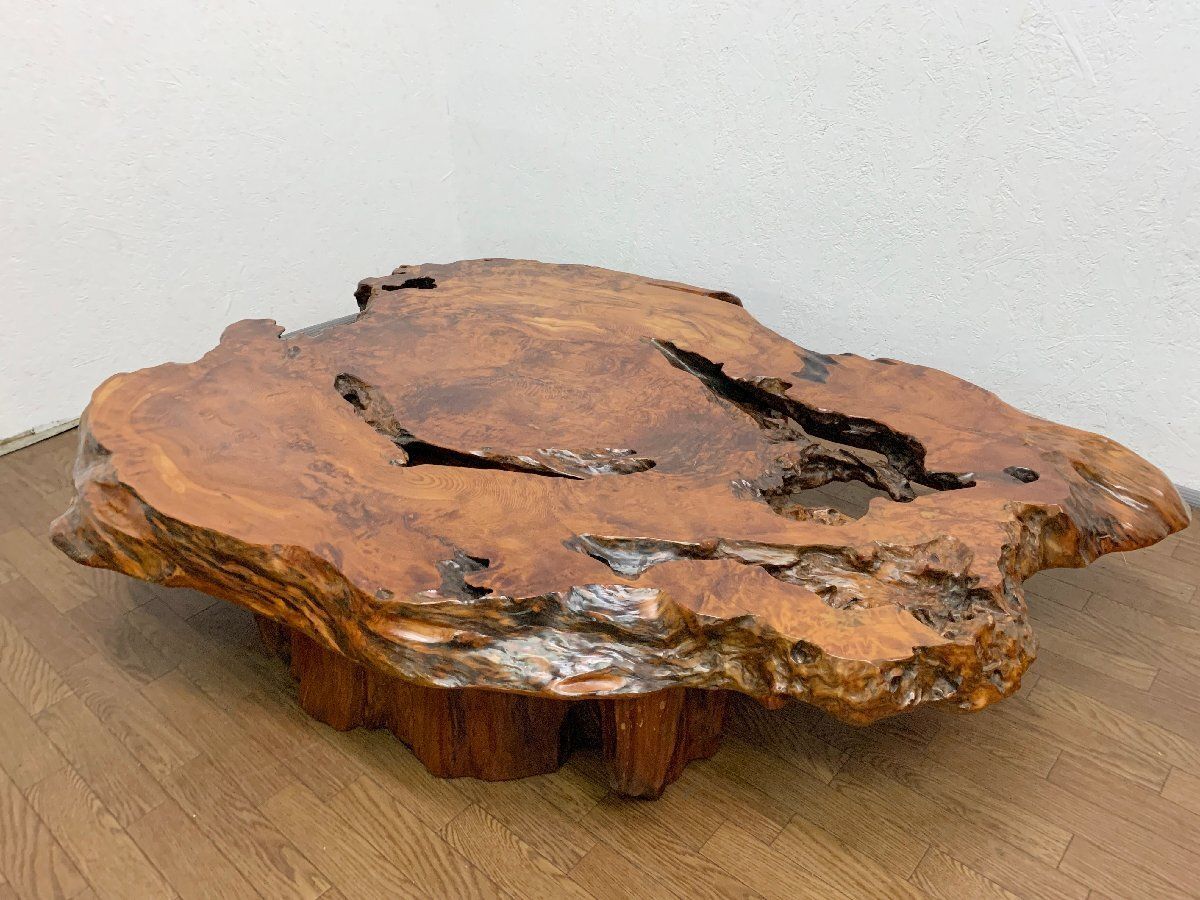 ○屋久杉 一枚板 センターテーブル 厚み9cm 150×127cm 座卓 机 瘤杢 泡