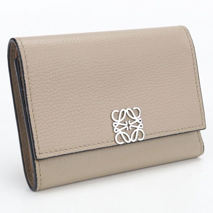 LOEWE ロエベ バーティカルウォレットスモール アナグラム C821S33X12 三つ折り財布/ペブルグレインカーフ【中古】 レディース