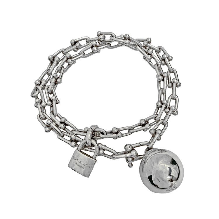 Tiffany&Co. ティファニー ハードウェア スモール シングルラップ リンク ブレスレット Ag925 シルバー レディース