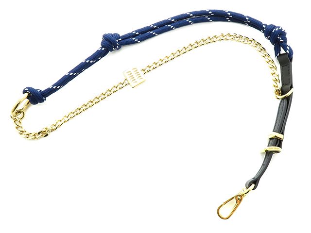 Miu Miu　ミュウ ミュウ　トリックキーリング　ブラック/バルティックブルー　レザー/GP　5TL510 ACRT F0G52【中古】207