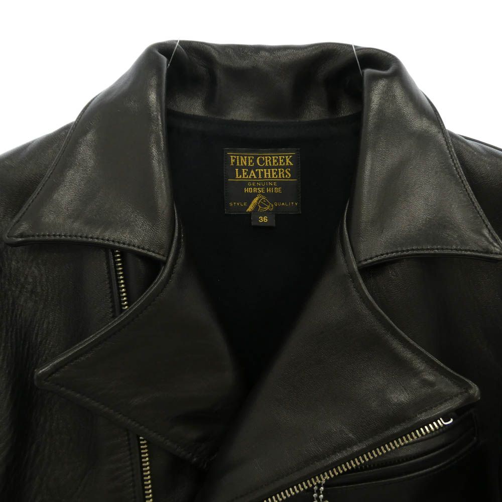 FINE CREEK LEATHERS ファインクリークレザー Nowk ノーク フルベジタブルタンニン鞣し レザー ダブルライダース ジャケット ブラック系 36【極上美品】【中古】 FINE CREEK LEATHERS ファインクリークレザー Nowk ノーク フル