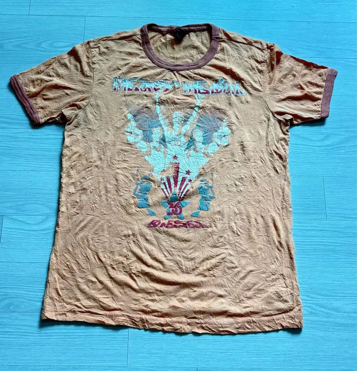 正規品 DIESEL wrinkle effed リンガーTシャツ-M