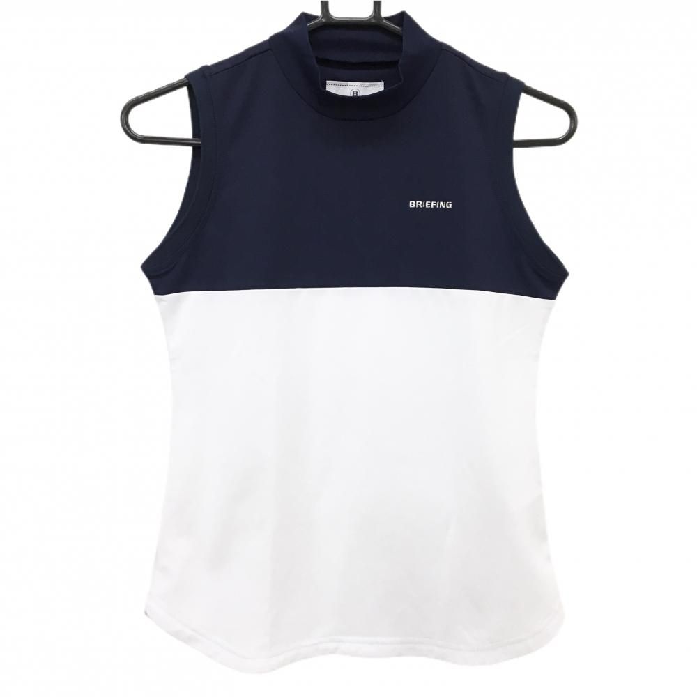 超美品】ブリーフィング ノースリーブハイネックシャツ ネイビー×白 胸