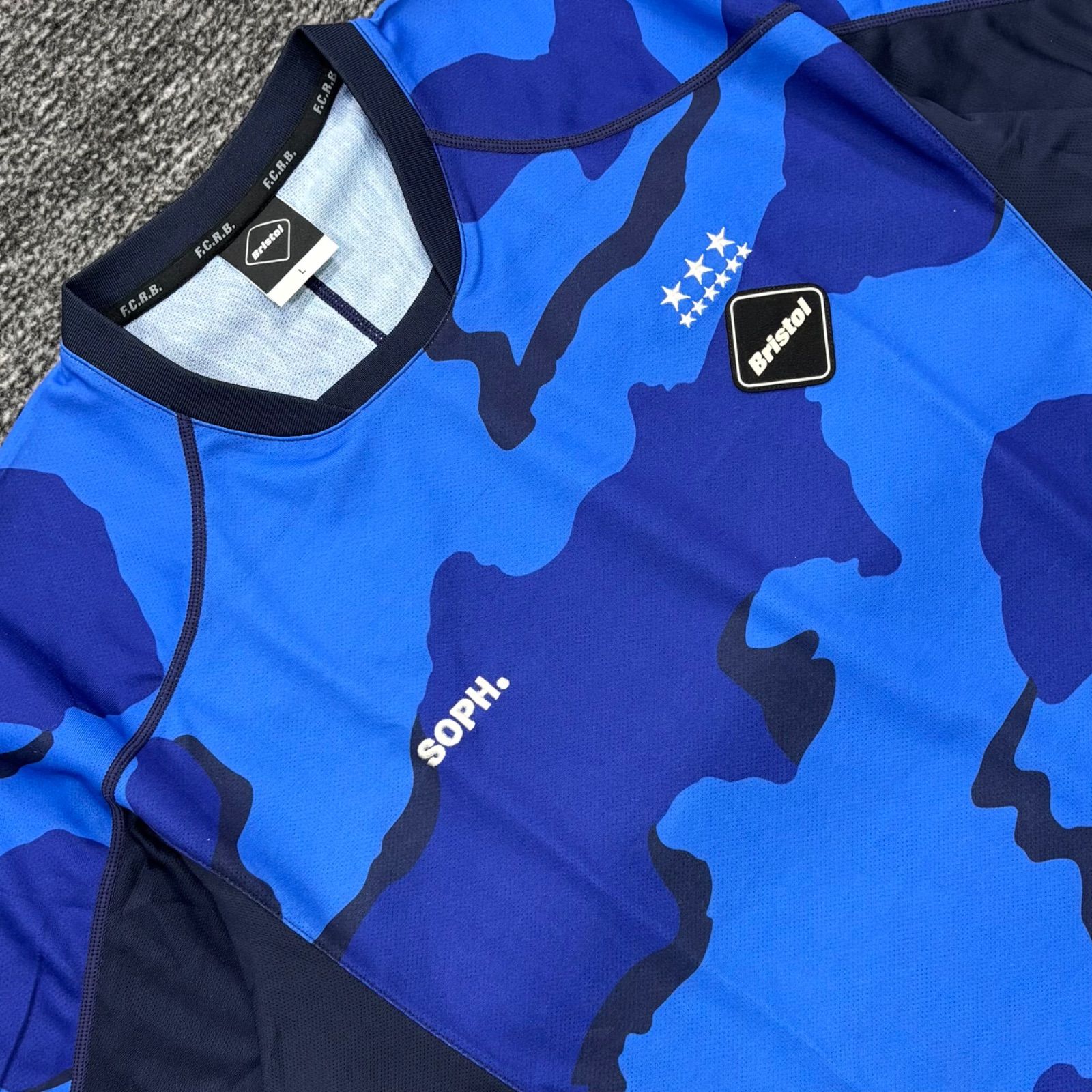 美品 16AW FCRB GAME SHIRTS BLUE CAMO L F.C.Real.Bristol ゲーム