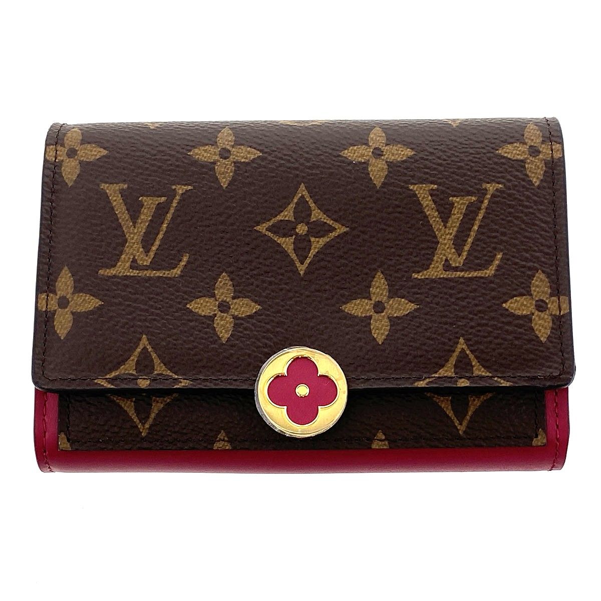 LOUIS VUITTON ルイ・ヴィトン ポルトフォイユ フロールコンパクト 二つ折り財布 M64588 レディース モノグラム ブラウン フーシャ 中古 38,870円