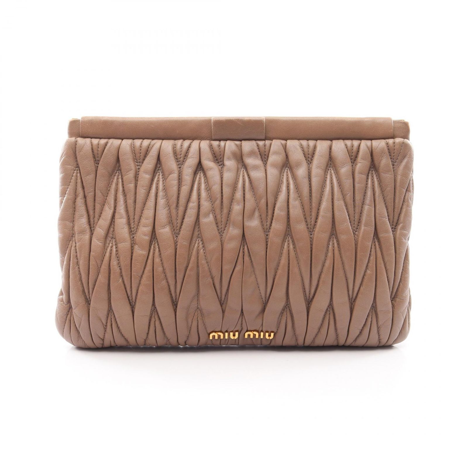 ミュウ ミュウ Miu Miu セカンドバッグ クラッチバッグ MATELASSE 5N1573 ブラウン レザー クラッチバッグ レディース Used B